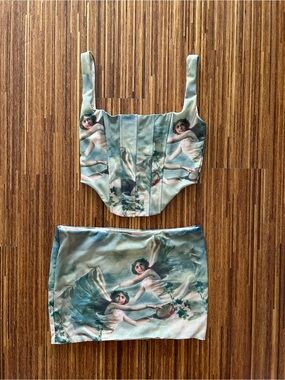 Sold out Edikted Halo Two-Piece Corset Top & Mini Skirt Set